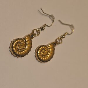 Cute gold earrings with turbo shell