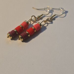Cute gold stacked red ombre clay earrings